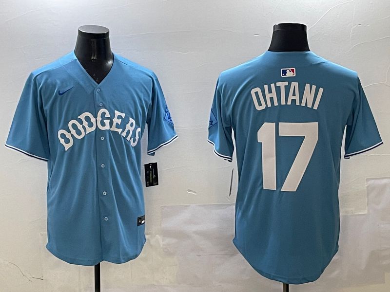 Men Los Angeles Dodgers 17 Ohtani Light Blue Throwback Game 2025 Nike MLB Jersey style 19